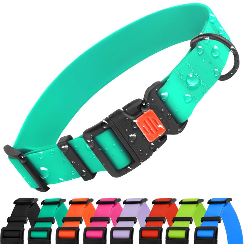 CollarDirect Waterproof Dog Collar - Silicone, Plastic Collar, Odor-Resistant, Easy to Clean, for Large, Medium, Small Dogs - Adjustable Collar with Breakaway Buckle (Neck Fit 14"-18", Mint Green) - Image 1